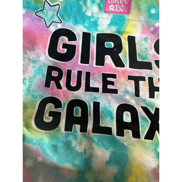 Limited Too "Girls Rule The Galaxy" Tie Dye Tote Bag 100% Cotton 14" Height - Picture 10 of 16